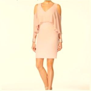 Calvin Klein Cold-Shoulder Pink Special Occasion Rhinestone Embellished Dress